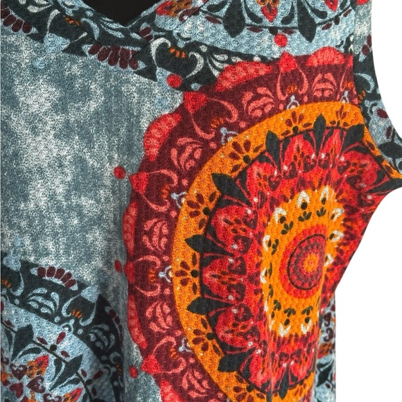 Iwolence Boho Mandala Tank Top – Colorful Festival V-Neck Sleeveless Blouse (XL) - Picture 2 of 13